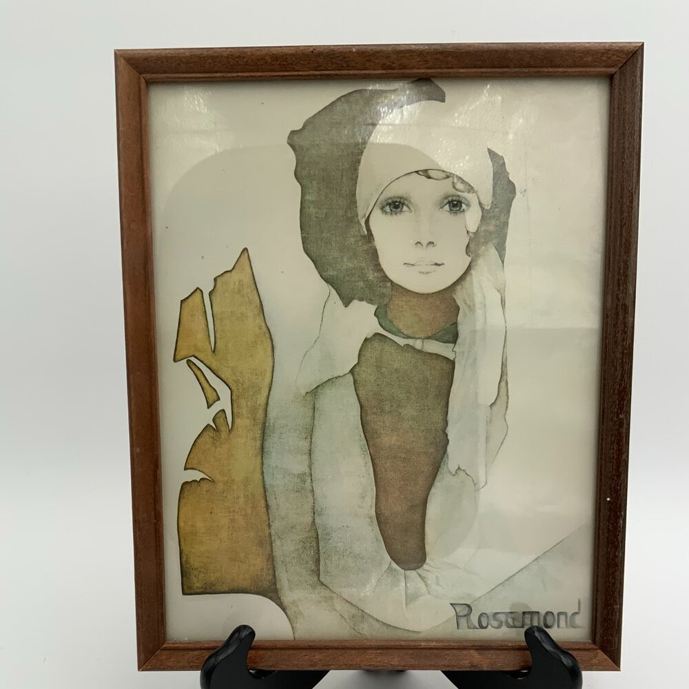 Framed Vintage 1973 Christine Rosamond Lithograph "Simone" w/ Signature